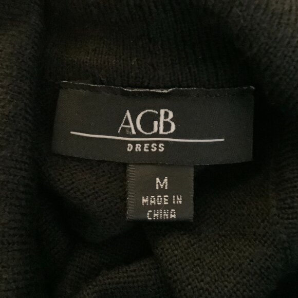 Black Sweater Feel Acrylic Dress Cowl Neck Long Sleeve Fitted Waist Sz Medium - Picture 9 of 11